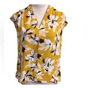 Ann Taylor Yellow Blouse Sleeveless Mandarin Collar